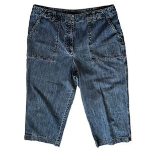VTG y2k denim Capri pants jones New York cotton women 16 waist 35” blue jean